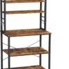 VASAGLE Coffee Bar, Baker’s Rack for Kitchen with Storage, 6-Tier Kitchen Shelves with 6 Hooks, Microwave Stand, Industrial, 15.7 x 31.5 x 65.7 Inches, Rustic Brown and Black UKKS019B01