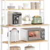 VASAGLE Coffee Bar, Baker’s Rack for Kitchen with Storage, 6-Tier Kitchen Shelves with 6 Hooks, Microwave Stand, Industrial, 15.7 x 39.4 x 65.7 Inches, Oak Color and White UKKS039Y09
