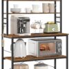 VASAGLE Coffee Bar, Baker’s Rack for Kitchen with Storage, 6-Tier Kitchen Shelves with 6 Hooks, Microwave Stand, Industrial, 15.7 x 39.4 x 65.7 Inches, Rustic Brown and Black UKKS039K01