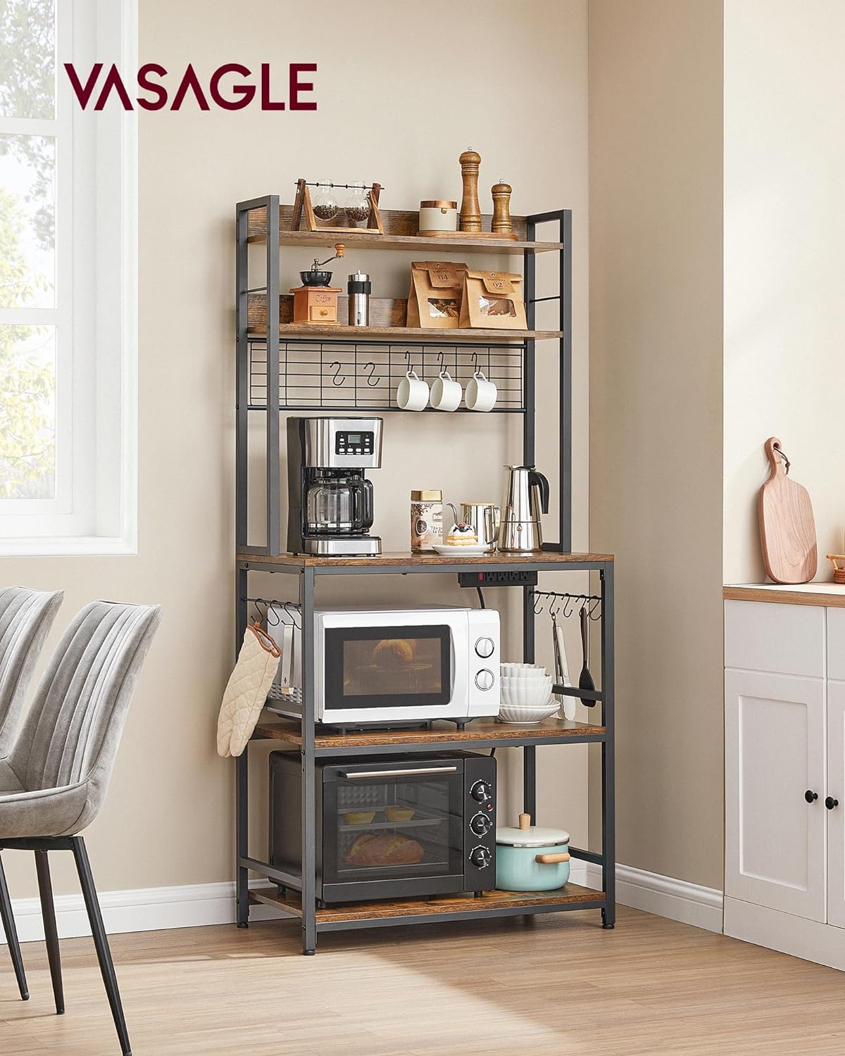 Microwave Stand 4-Tiers Kitchen Storage Fit Mini Fridge Baker's Rack Coffee  Ba