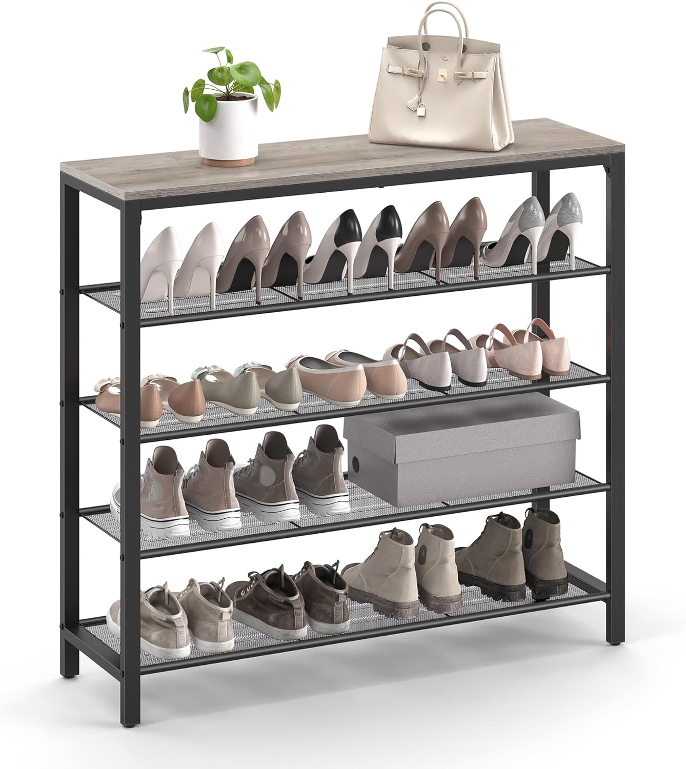https://bigbigmart.com/wp-content/uploads/2023/12/VASAGLE-INDESTIC-Shoe-Rack-Organizer-for-Closet-with-4-Mesh-Shelves-and-Large-Top-for-Bags-Entryway-Hallway-Shelf-Steel-Frame-Industrial-Greige-and-Black-ULBS015B02-11.8-x-39.4-x-36.4-Inches.jpg