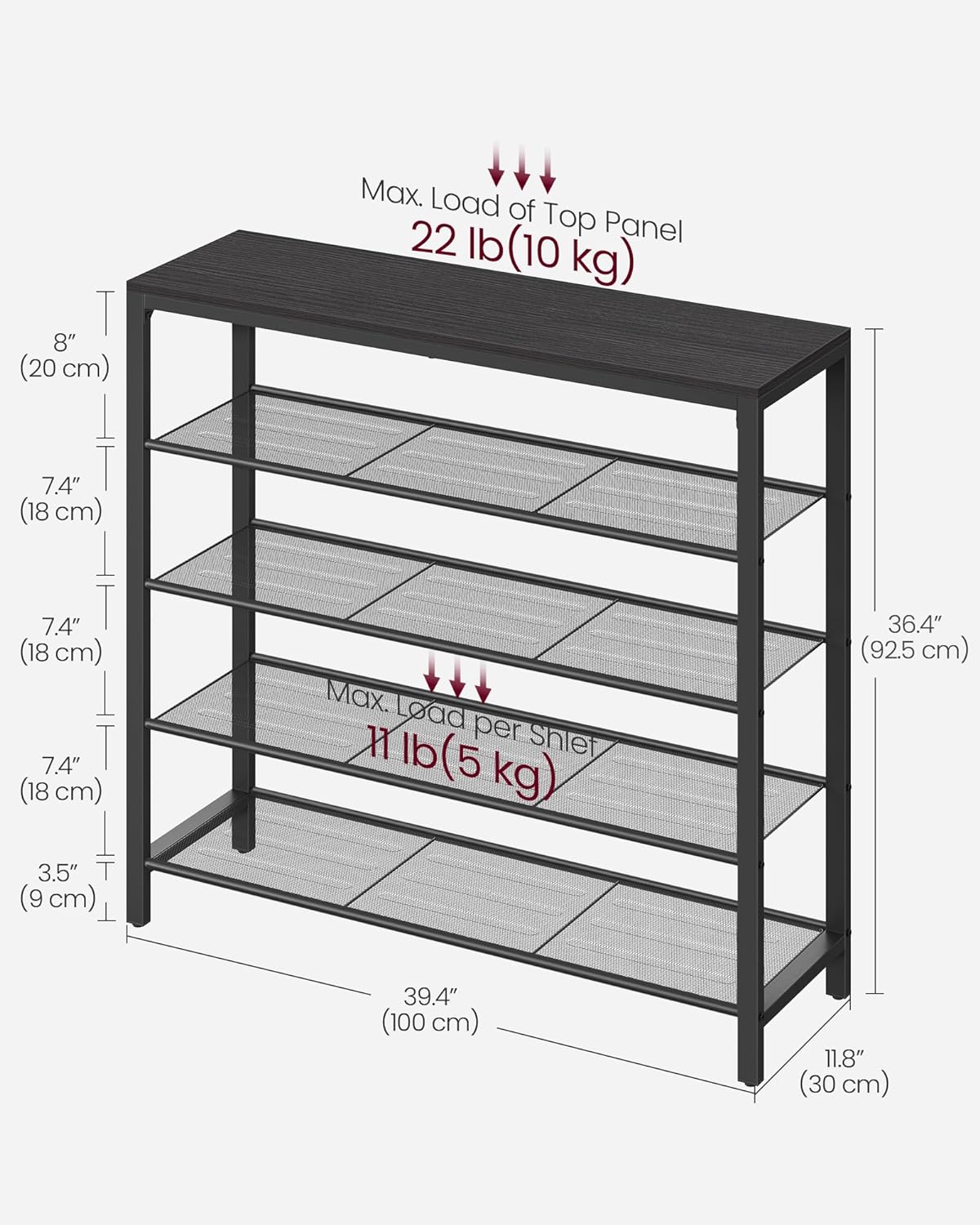 https://bigbigmart.com/wp-content/uploads/2023/12/VASAGLE-INDESTIC-Shoe-Rack-Shoe-Organizer-for-Closet-with-4-Mesh-Shelves-and-Large-Top-for-Bags-Entryway-Hallway-Shoe-Shelf-Steel-Frame-Industrial-Ebonized-Oak-and-Dimgray-ULBS015G424.jpg