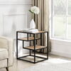 Walker Edison Contemporary Wood and Metal Tiered Side Table, Coastal Oak