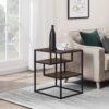 Walker Edison Contemporary Wood and Metal Tiered Side Table, Dark Walnut