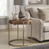 Weston Home Mako Wood and Metal Round End Table, Natural Finish, Gold Base