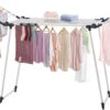 YUBELLES Clothes Drying Rack, Gullwing Laundry Rack, Collapsible, Space-Saving Laundry Rack, with Sock Clips, for Clothes, Towels, Linens, Indoor/Outdoor
