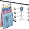 Zober 4-Tier Skirt Hangers with Clips - Metal, Non-Slip Space Saving Pants Hangers W/Adjustable Clips & Swivel Hooks - Skirt Hangers for Women (6-Pack)