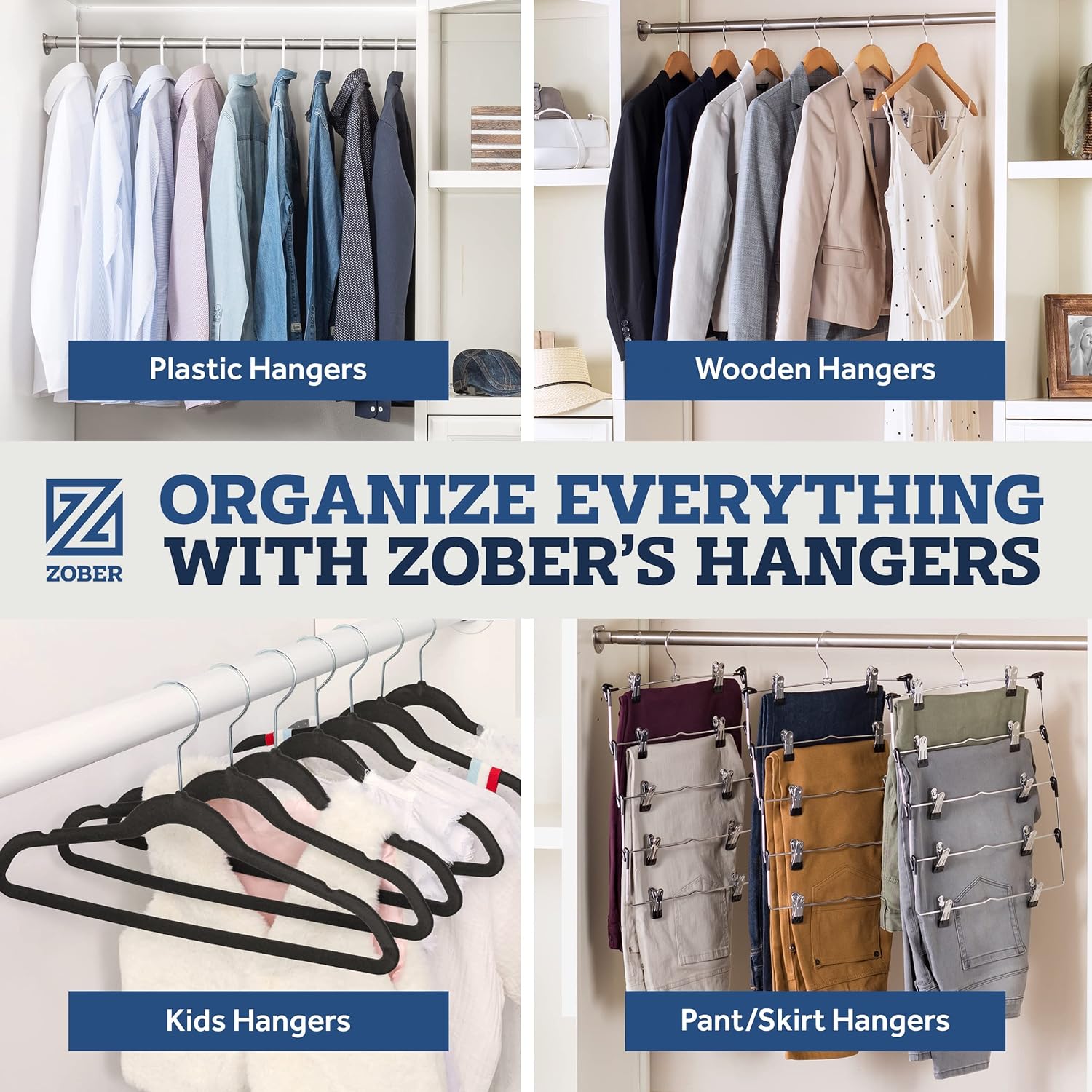 Zober Velvet Hangers 100 Pack - Heavy Duty Black Hangers for Coats