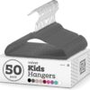 Zober Velvet Kids Hangers for Closet - Pack of 50 Non Slip Childrens Hangers for Shirts, Pants & Dresses w/Swivel Hook - Durable Kids Clothes Hanger w/Notches - Small Hangers - Gray