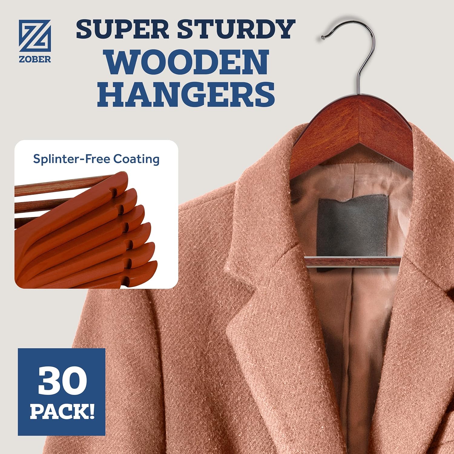 Pack of 30 Coat Hangers, Heavy-Duty Plastic Hangers with Non-Slip