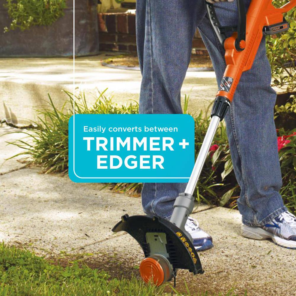 BLACK+DECKER LST300 20V MAX Cordless Battery Powered 2-in-1 String Trimmer  & Lawn Edger Kit with (1) 2Ah Battery & Charger