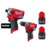 Milwaukee 2551-20-3404-20-48-11-2425-48-11-2425 M12 FUEL SURGE 12-Volt 1/4 in. Hex Impact Driver w/1/2 in. Hammer Drill and (2) M12 HO 2.5 Ah Battery Packs