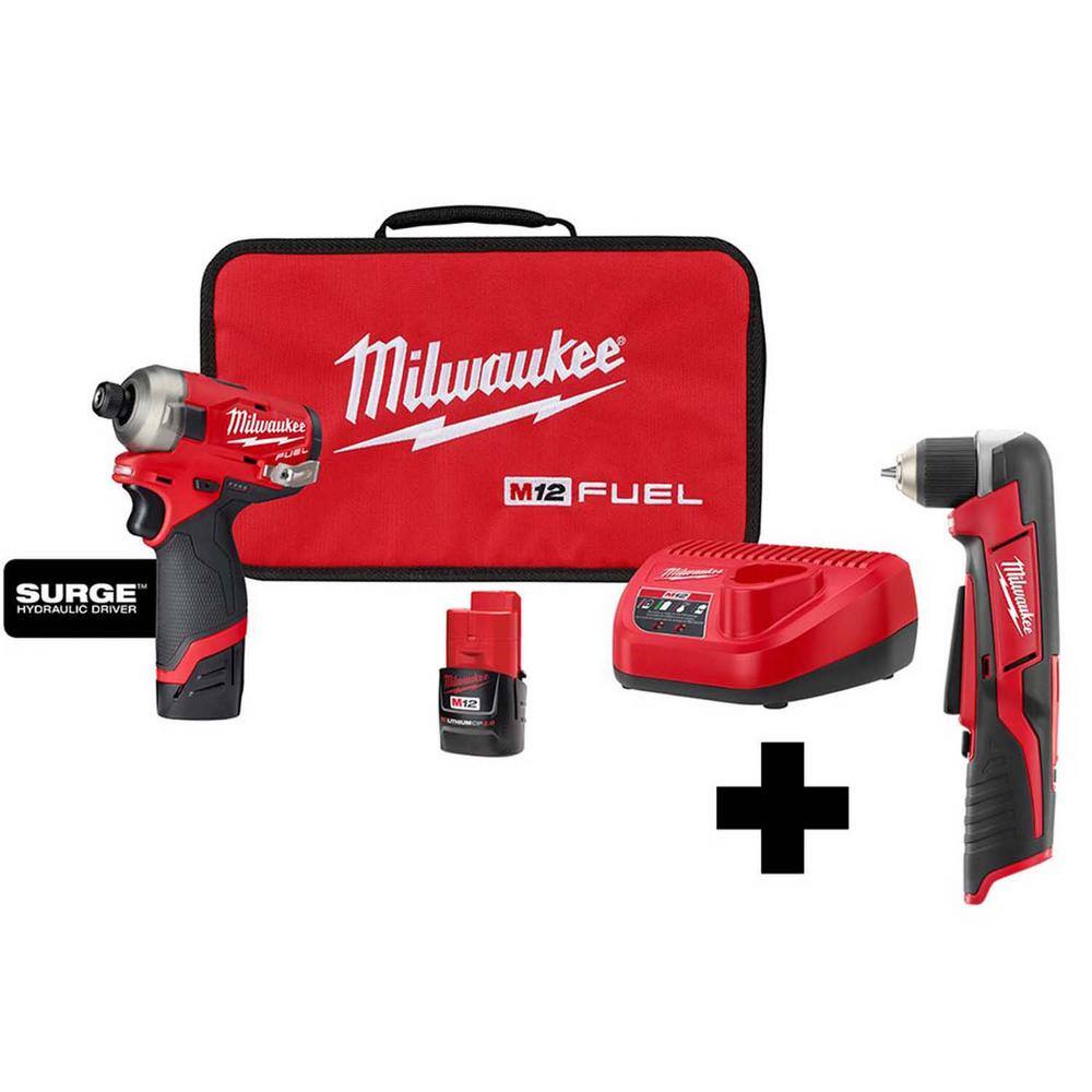 Milwaukee M12 12V Lithium-Ion Cordless 1/4 in. Right Angle Hex