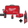 Milwaukee 2551-22-2460-20 M12 FUEL SURGE 12V Lithium-Ion Brushless Cordless 1/4 in. Hex Impact Driver Compact Kit with M12 Rotary Tool
