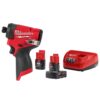 Milwaukee 3453-20-48-59-2424 M12 FUEL 12V Lithium-Ion Brushless Cordless 1/4 in. Hex Impact Driver w/One 4.0 Ah and One 2.0 Ah Batteries and Charger