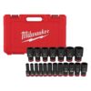 Milwaukee 49-66-7012 SHOCKWAVE 1/2 in. Drive SAE 6 Point Impact Socket Set (19-Piece)