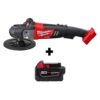 Milwaukee 2738-20-48-11-1850 M18 FUEL 18V Lithium-Ion Brushless Cordless 7 in. Variable Speed Polisher with M18 5.0 Ah Battery