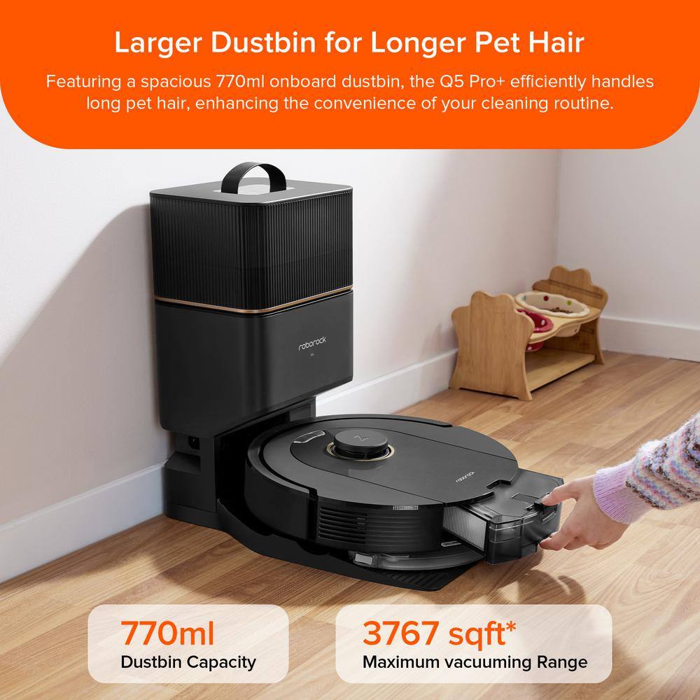 Roborock® Q5 Pro+ Robot Vacuum and Mop with Auto-Empty Dock, 770ml Large  Dustbin for Pet Hair 