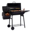 Royal Gourmet CC1830RC 30 in. Smoker Black Barrel Charcoal Grill with Offset Smoker with Cover For Outdoor, Backyard Cooking