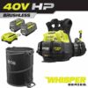 RYOBI RY404170-LB 40V HP Brushless 165 MPH 730 CFM Backpack Blower w/ Lawn and Leaf Bag, (2) 6.0 Ah Batteries and Charger