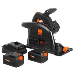 WEN 20691 20-Volt Max 6.5 in. Cordless Brushless Plunge Cut Variable Speed Track Saw with Two 4.0 Ah Batteries and Charger