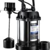 DEKOPRO 1HP Sump Pump, 5400GPH Submersible Cast Iron and Stainless Steel Sump Pump with Integrated Vertical Float Switch