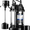 DEKOPRO 3/4HP 4600GPH Sump Pump, Submersible Cast Iron and Stainless Steel Sump Pump with Integrated Vertical Float Switch