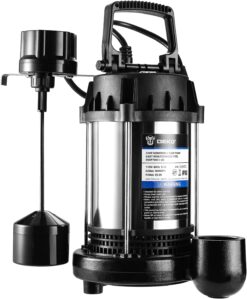 DEKOPRO 3/4HP 4600GPH Sump Pump, Submersible Cast Iron and Stainless Steel Sump Pump with Integrated Vertical Float Switch