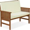 Furinno FG17319 Tioman Outdoor Hardwood Patio Furniture Mediterranean Bench with Cushion, 1, Natural