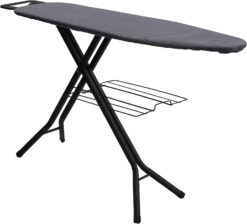 Household Essentials Black Deluxe Steel Top Board with Iron Rest and Clothes Rack Grey