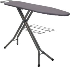 Household Essentials Silver Deluxe Ironing Board with Iron Rest and Clothes Rack