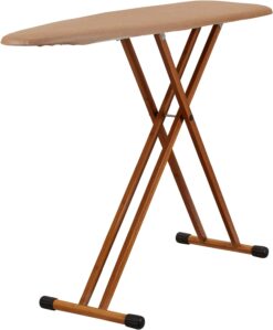 Household Essentials Steel Top Long Ironing Board with Bamboo Legs| Tan Cover | 14