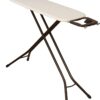 Household Essentials Steel Top Long Ironing Board with Iron Rest | Natural Cover and Bronze Finish | 14" x 54" Iron Surface