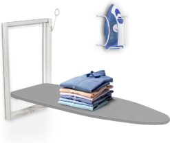 Ivation Wall-Mounted Ironing Board | Foldable 36.2” x 12.2” Sturdy Ironing Station for Home & Apartments, Easy-Release Lever, Removable Cotton Cover, Includes Mounting Hardware with Iron Holder