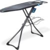 Minky Homecare Ergo Plus Prozone Ironing Board Made in UK Freestanding Full Size Iron Table with Heat Reflective Cover, Thick Felt Underlay and Large 48" x 15" Ironing Surface (Gunmetal and Blue)