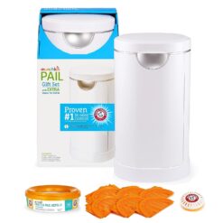 Munchkin® Diaper Pail Baby Registry Starter Set, Powered by Arm and Hammer, Includes 1 Month Refill Supply and Baking Soda Puck