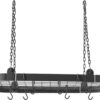 Old Dutch Medium Gauge Oval Hanging Pot Rack with Grid & 12 Hooks, Graphite 36" x 18"