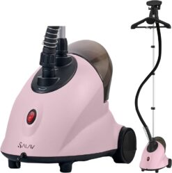 SALAV® GS18-DJ Standing Garment Steamer with Roll Wheels for Easy Movement, 1.8L Water Tank for 1 Hour Continuous Steaming, Adjustable Pole for Storage, 1500 watts, Pink