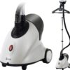 SALAV® GS18-DJ Standing Garment Steamer with Roll Wheels for Easy Movement, 1.8L Water Tank for 1 Hour Continuous Steaming, Adjustable Pole for Storage, 1500 watts, White
