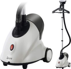 SALAV® GS18-DJ Standing Garment Steamer with Roll Wheels for Easy Movement, 1.8L Water Tank for 1 Hour Continuous Steaming, Adjustable Pole for Storage, 1500 watts, White