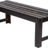 Shine Company 4204BK 4 Ft. Backless Outdoor Garden Bench | Contoured Wood Patio Bench for Indoor/Outdoor – Black
