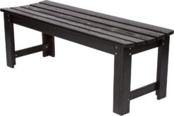 Shine Company 4204BK 4 Ft. Backless Outdoor Garden Bench | Contoured Wood Patio Bench for Indoor/Outdoor – Black