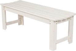 Shine Company 4204EW 4 Ft. Backless Outdoor Garden Bench | Contoured Wood Patio Bench for Indoor/Outdoor – Eggshell White