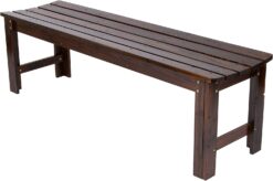 Shine Company 4205BB 5 Ft. Backless Outdoor Garden Bench | Contoured Wood Patio Bench for Indoor/Outdoor – Burnt Brown