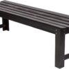 Shine Company 4205BK 5 Ft. Backless Outdoor Garden Bench | Contoured Wood Patio Bench for Indoor/Outdoor – Black