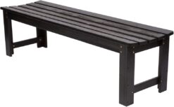 Shine Company 4205BK 5 Ft. Backless Outdoor Garden Bench | Contoured Wood Patio Bench for Indoor/Outdoor – Black