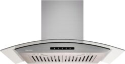 Vesta Rome 30 Inch Range Hood, 800CFM Wall Mount Curved Glass Stove Vent Hood For Kitchen With 3-Speed Exhaust Fan,Touch Screen,Auto Shut-Off,Baffle Filter