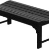 WestinTrends Malibu 48" Outdoor Bench, All Weather Resistant Poly Lumber Backless Patio Garden Bench, Adirondack Curved Bench Seat for Comfort, Black