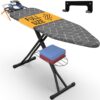 Xabitat Full Size Ironing Board 57" X 15" W/Wall Mount Hanger | Full Metal Construction| Built in Iron Caddy | Heat & Scorch Resistant Fabric | Cord Holder | Anti-Skid Feet | Heavy Duty| Easy to Fold