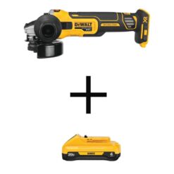 DEWALT DCG405BWDCB240 20V MAX XR Cordless Brushless 4-1/2 in. Slide Switch Small Angle Grinder with Kickback Brake with Compact 4.0Ah Battery